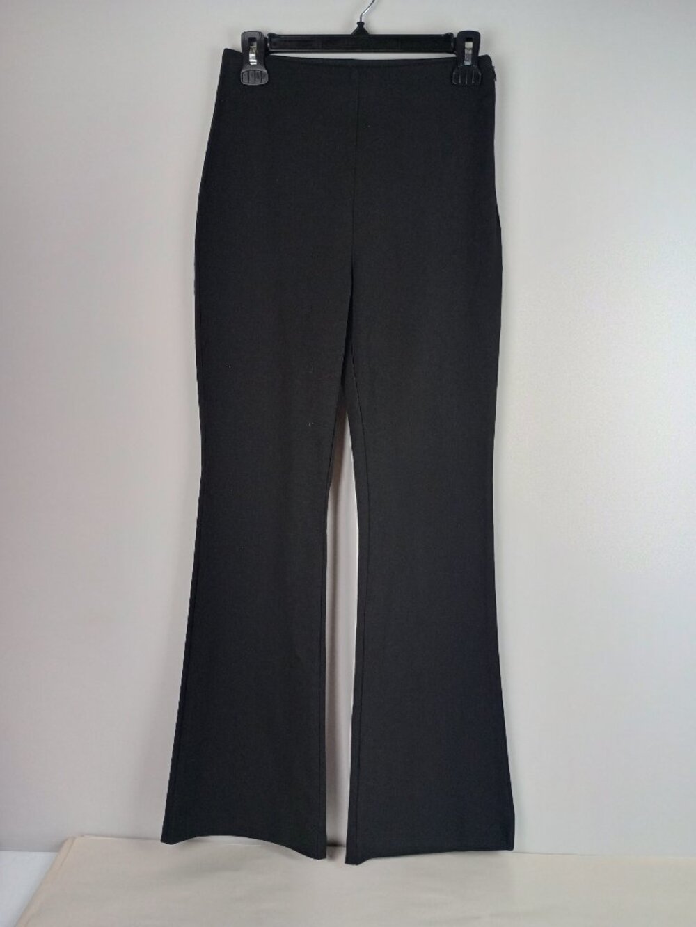 H&M Womens 6 Black Side Zip Elastic Waist Fitted Stretchy Flare Wide Leg Slacks